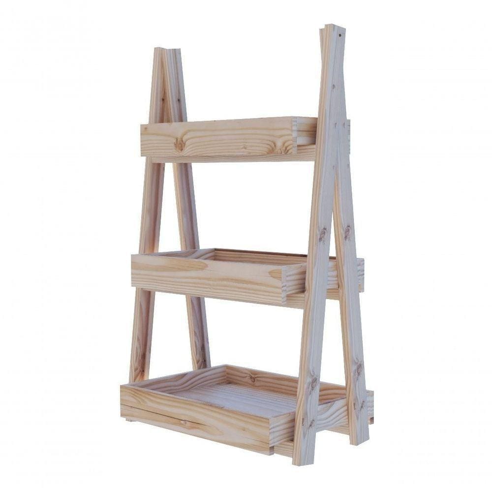 Organizador Para Livros 3 Prateleiras Madeira Pinus