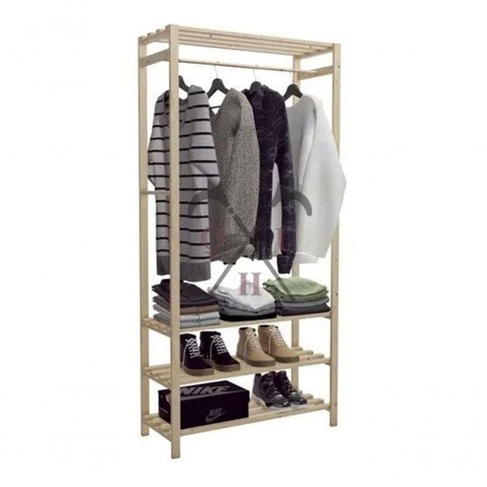 Cabideiro Organizador Para Sapatos E Roupas Cor Natural