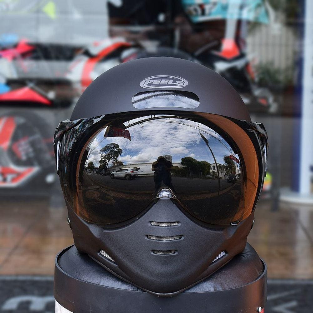 Capacete Peels F21 Classic Preto Fosco Aberto Com Queixeira