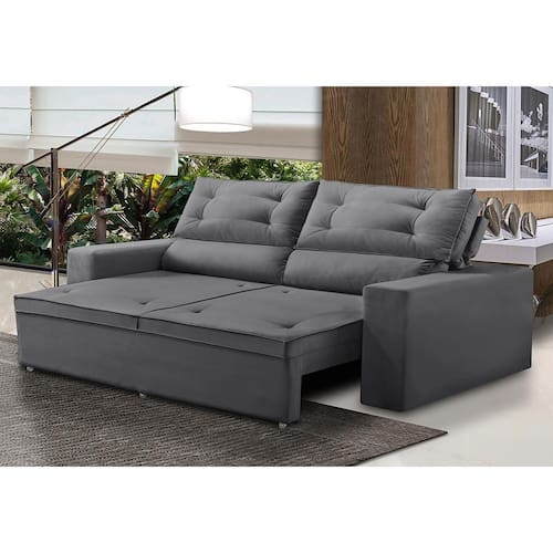 Sofá Retrátil e Reclinável 2 lugares com Molas 1,50m Lais Suede Cinza Adonai Estofados Menor preço em Sofá Retrátil e Reclinável 2 lugares com Molas 1,50m Lais Suede Cinza Adonai Estofados