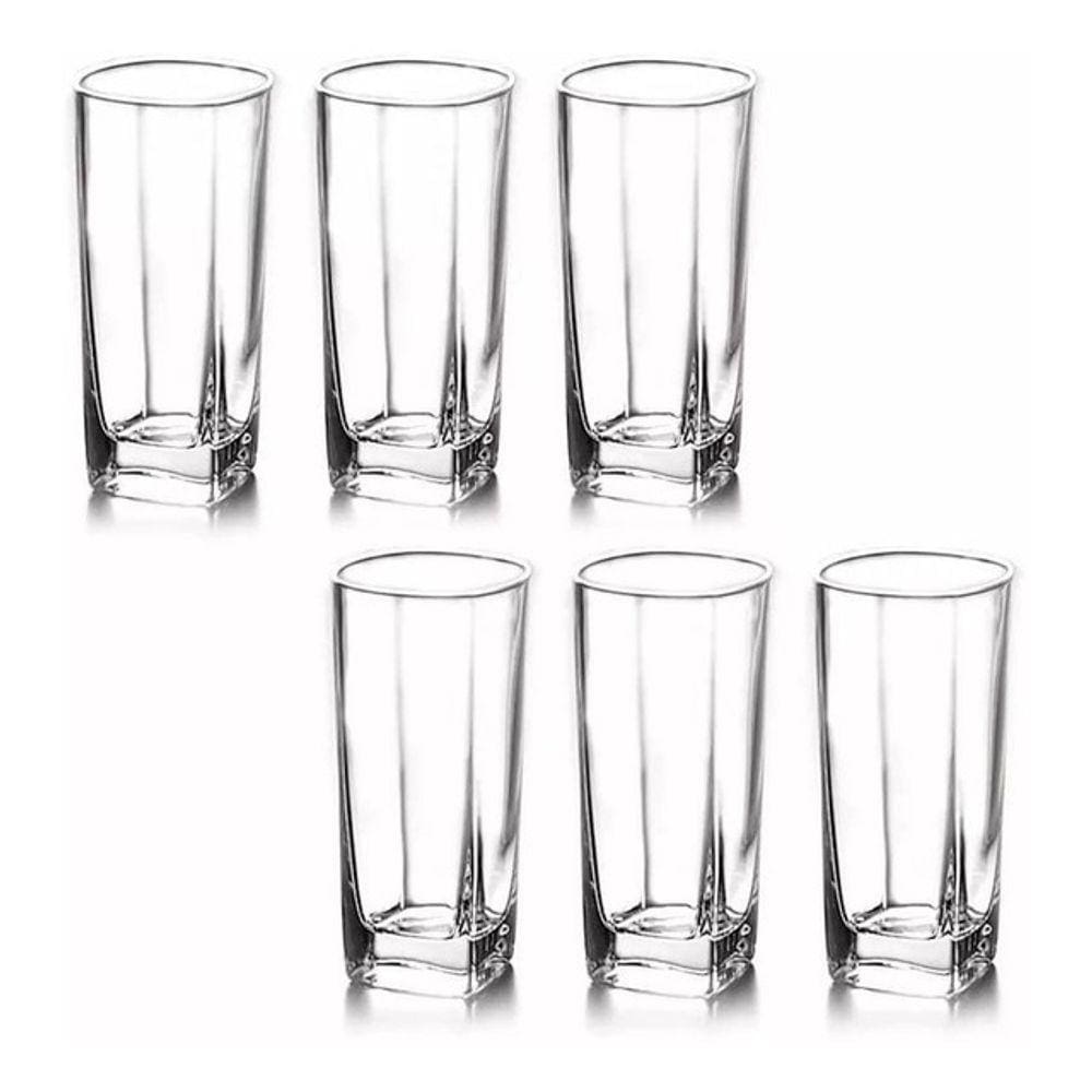 Conjunto 6 Copos Longo Quadrado Vidro 260ml (CK2941)
