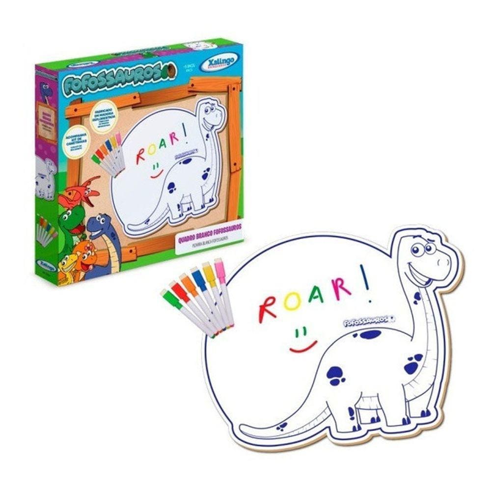 Lousa Quadro Branco Infantil Lousa Fofossauro + Canetinhas