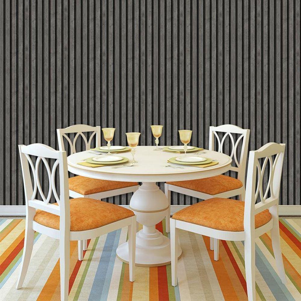 Papel De Parede Efeito Ripa Cerejeira Cinza Adesivo Lavavel