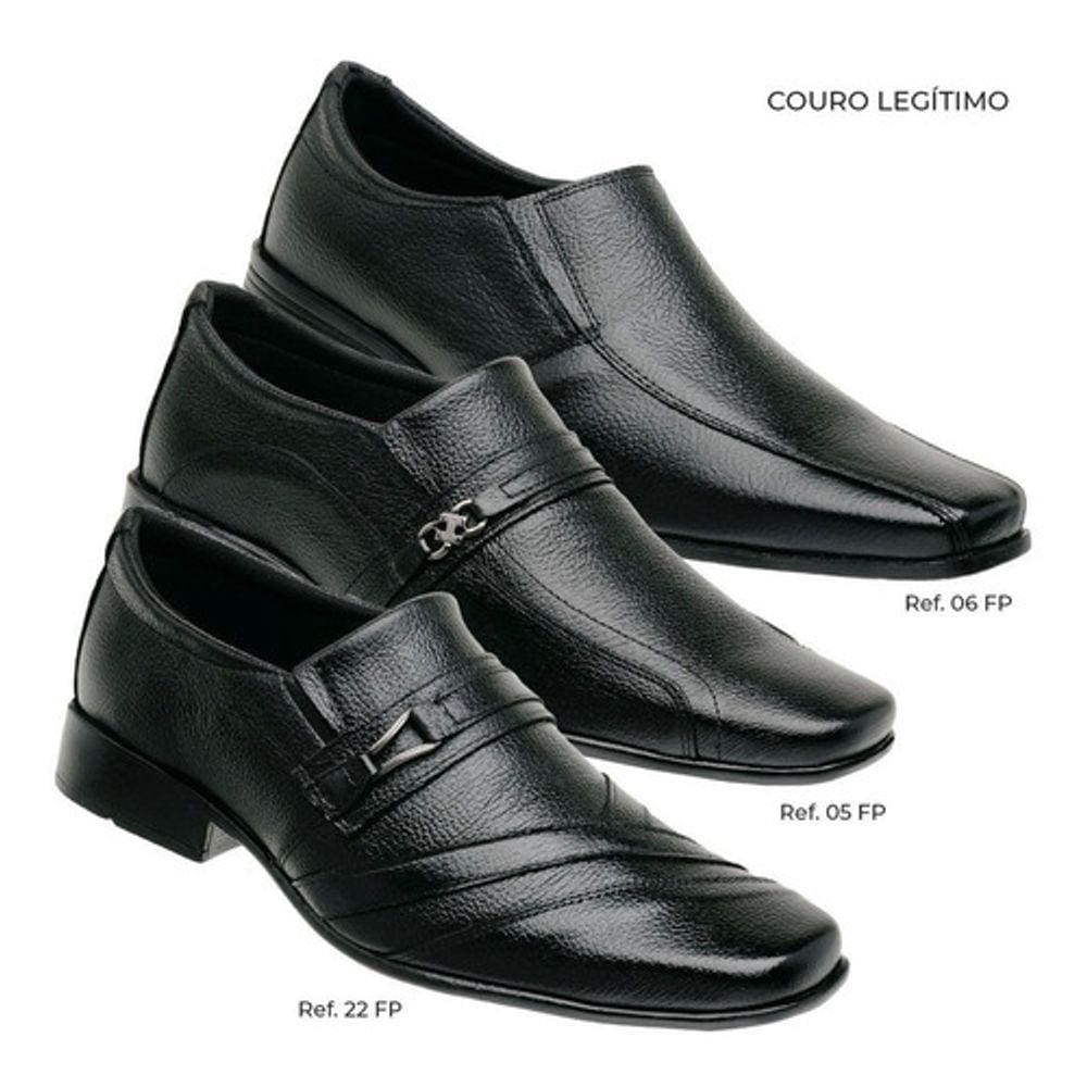 Sapato Em Couro Social Confortável Kit Com 3 Pares Top