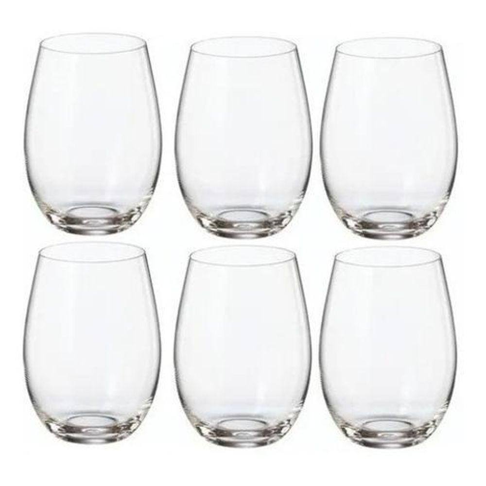 Kit 6 Copos Crystal Bohemia Titanium Água Suco Drink 560Ml