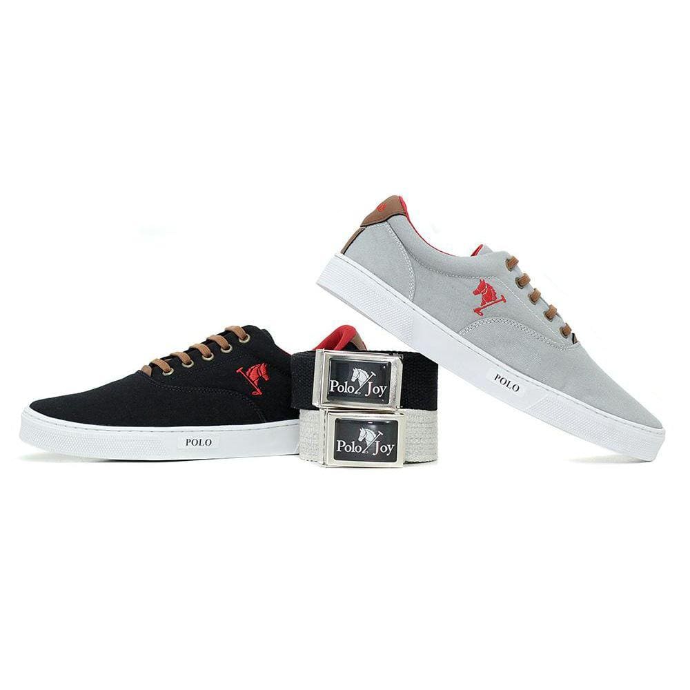 Kit 2 Tênis Casual Em Lona E 2 Cintos Polo Joy
