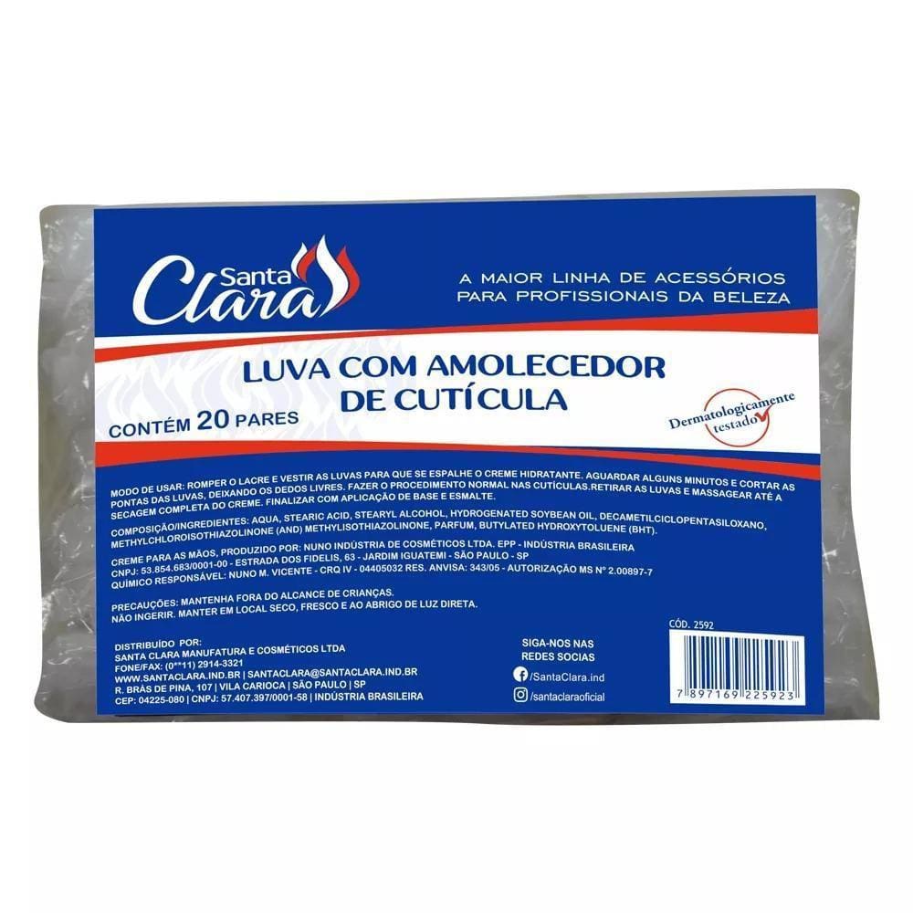 Luva Com Amolecedor De Cutícula C/20 Uni Santa Clara 2592