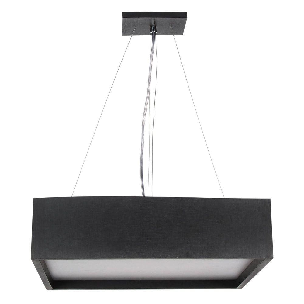 Lustre Pendente Madeira Quadrado Preto 60Cm