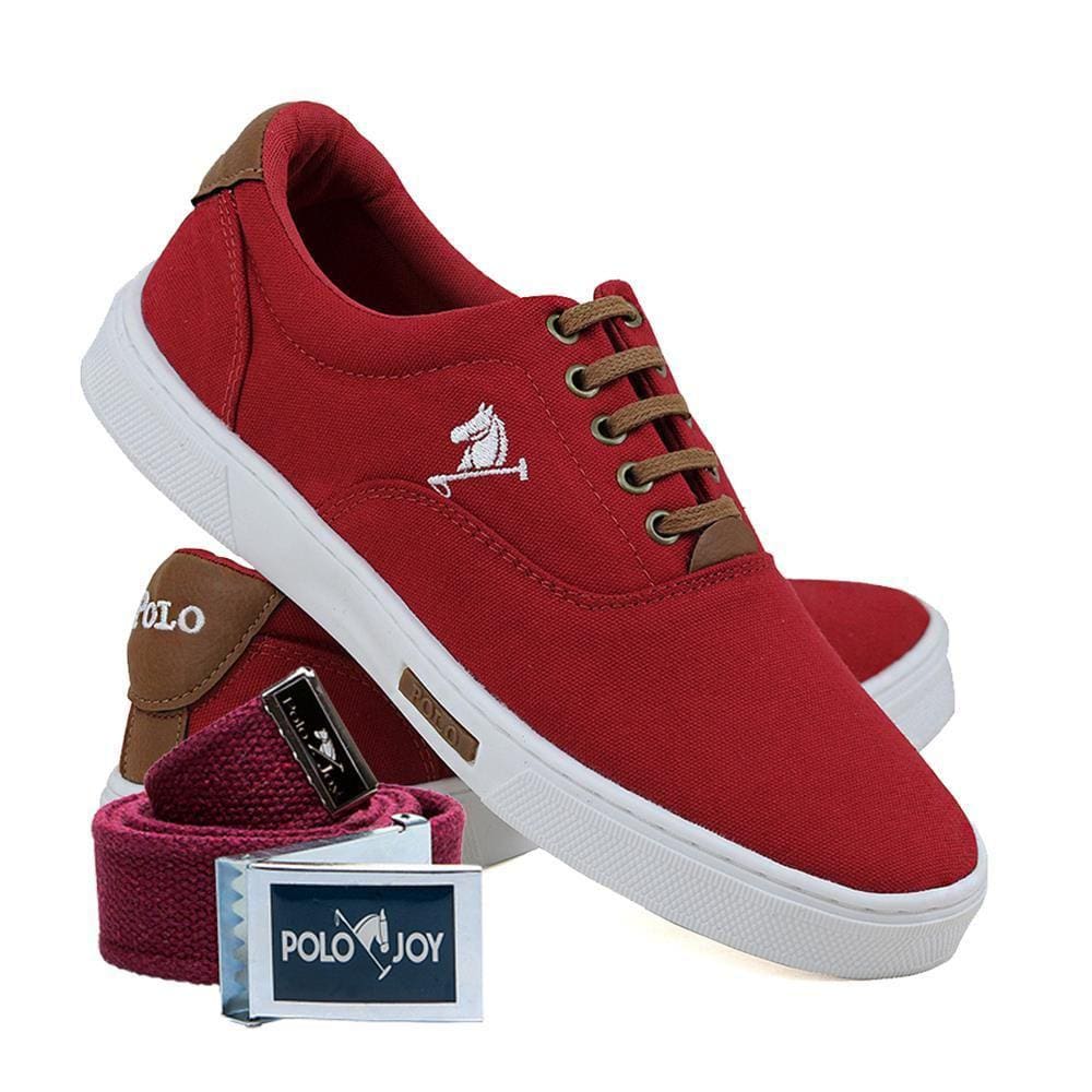 Kit 1 Tênis Casual Em Lona E 1 Cinto Polo Joy