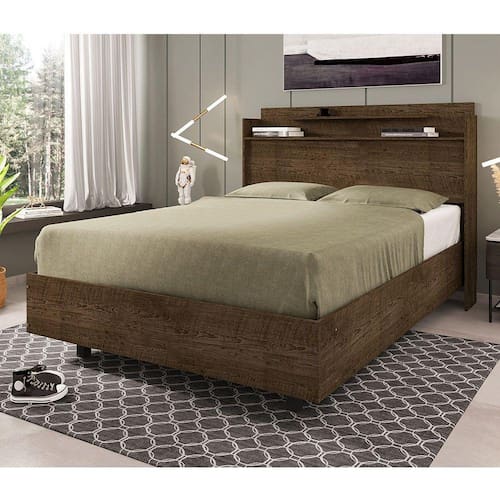 Cama New Box Casal 1,38 + Cabeceira Malbec - Framar Móveis