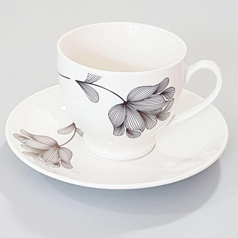 Jogo de xícaras e pires 12 peças Premium Flor