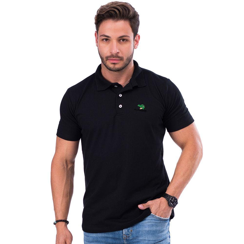 Camisa Polo Masculina Alligathor by Oilec Sports - Preto