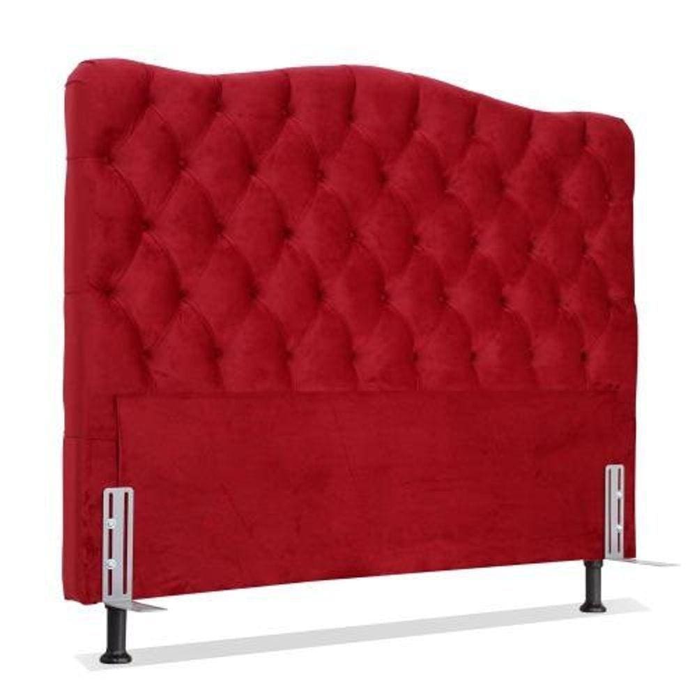 Cabeceira De Cama Box Queen 160 Cm Dunas Veludo Vermelho