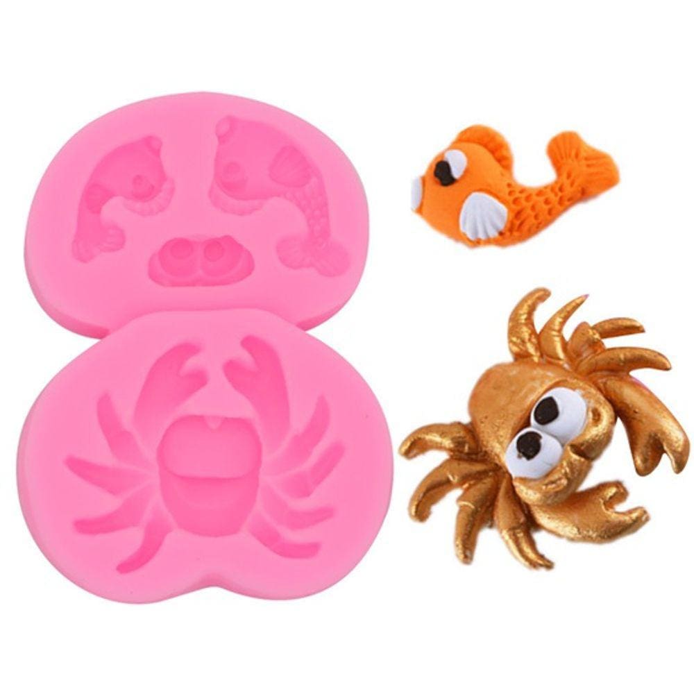 Molde De Silicone Carangejo, Peixes, Fundo Do Mar