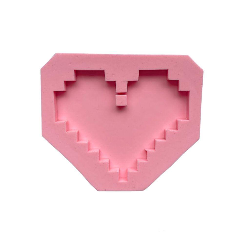 Molde De Silicone Coração Minecraft Pixels
