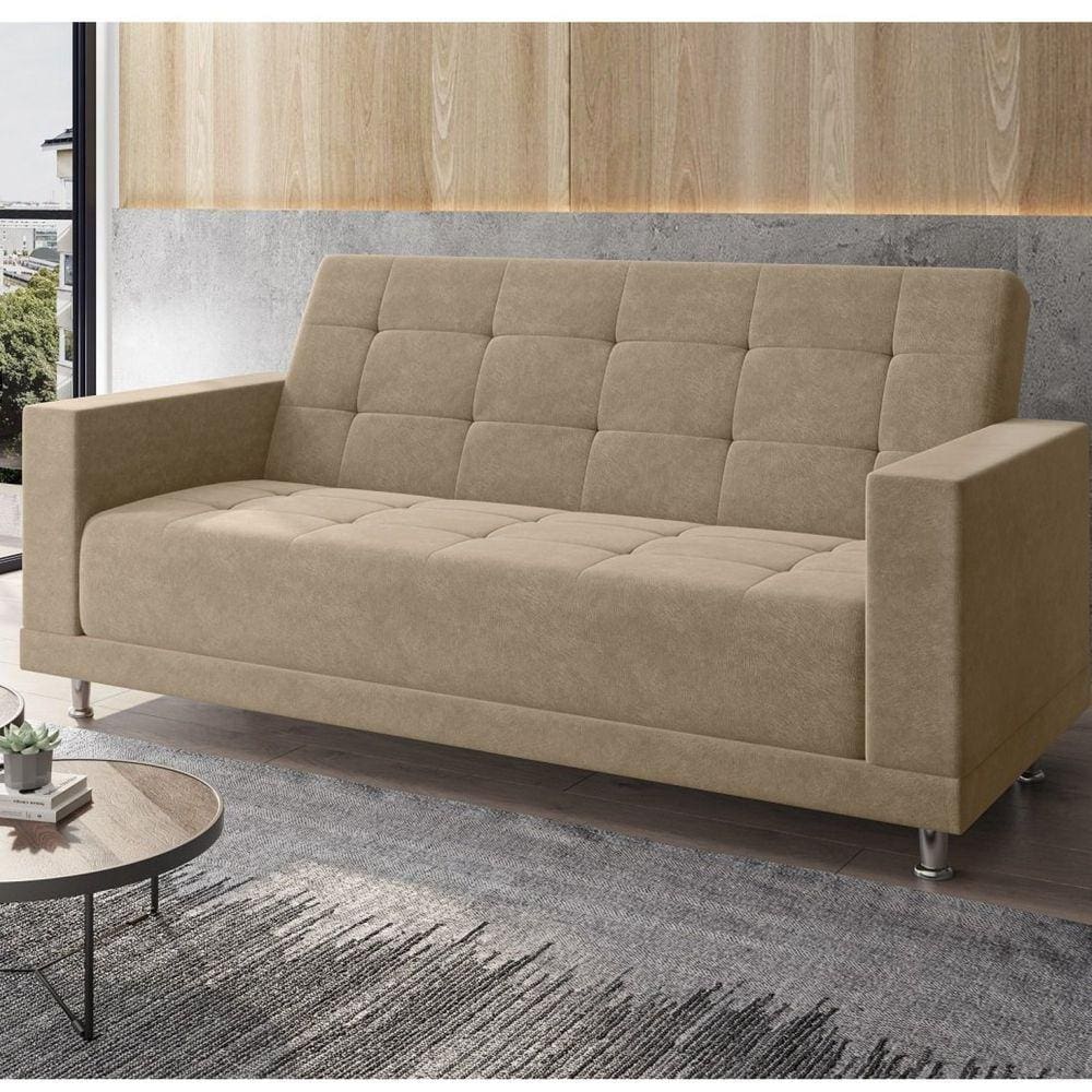 Sofá Cama 3 Lugares Mônaco Móveis Digital Areia