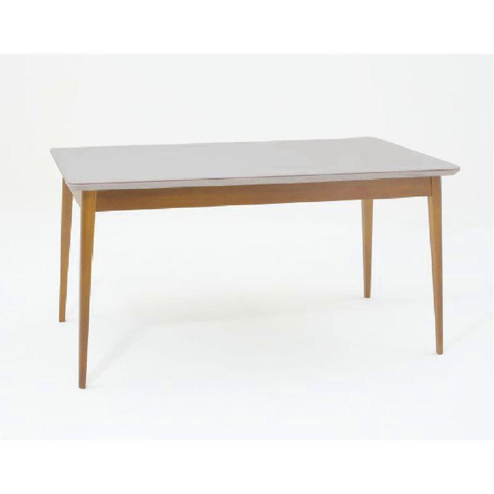 Mesa de Jantar 180cm Tampo em Vidro/MDF Onix Carmo Móveis Marrom/Off White
