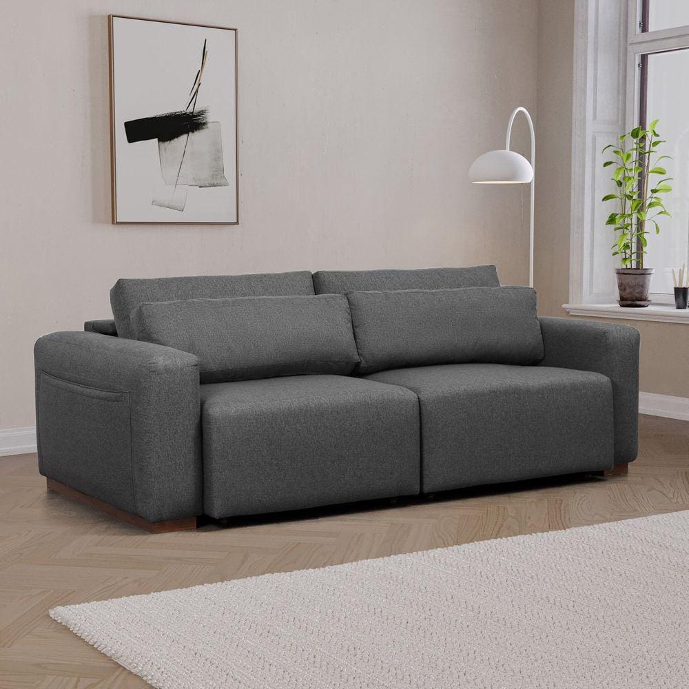 Sofá Essence Retrátil 3 Lugares 200cm CabeCasa MadeiraMadeira Cinza Mescla Escuro