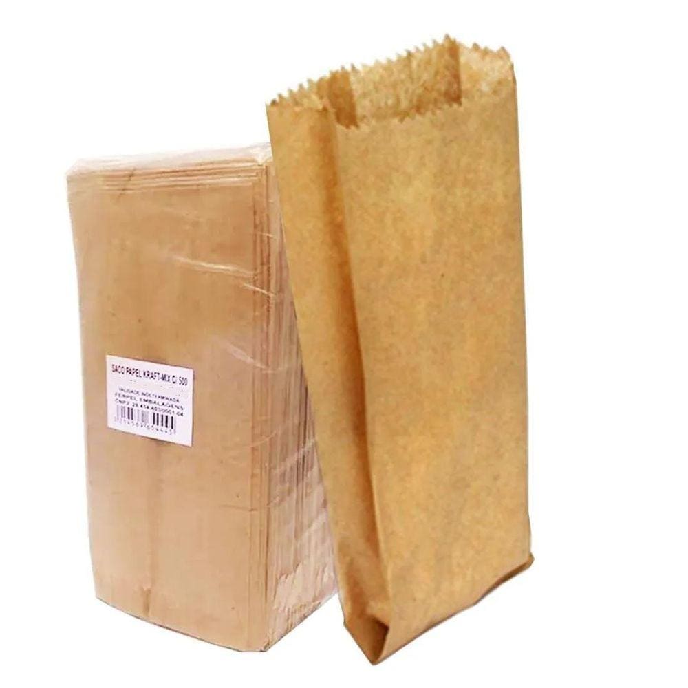 Kit 500 Saco De Papel Pardo Kraft - 18 X 10,5Cm - 1/2Kg