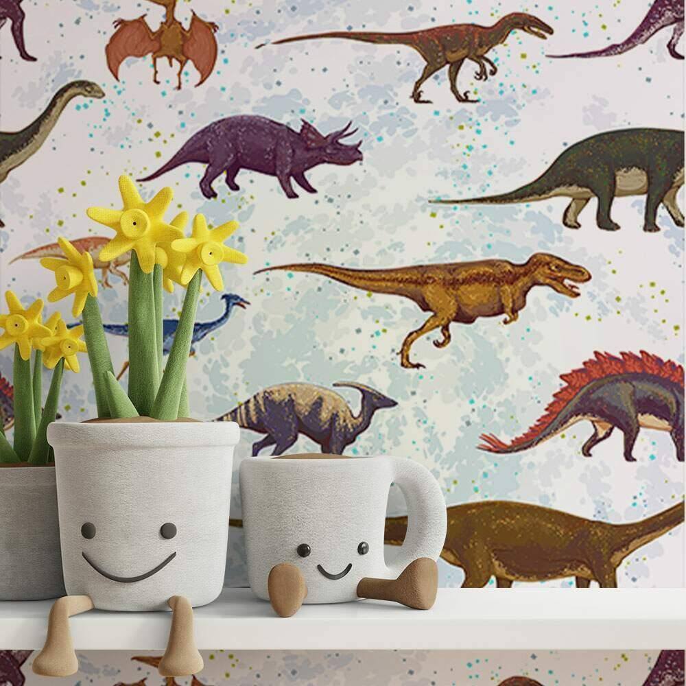 Papel de Parede Infantil Dinossauros Desenho T-Rex-60x300cm