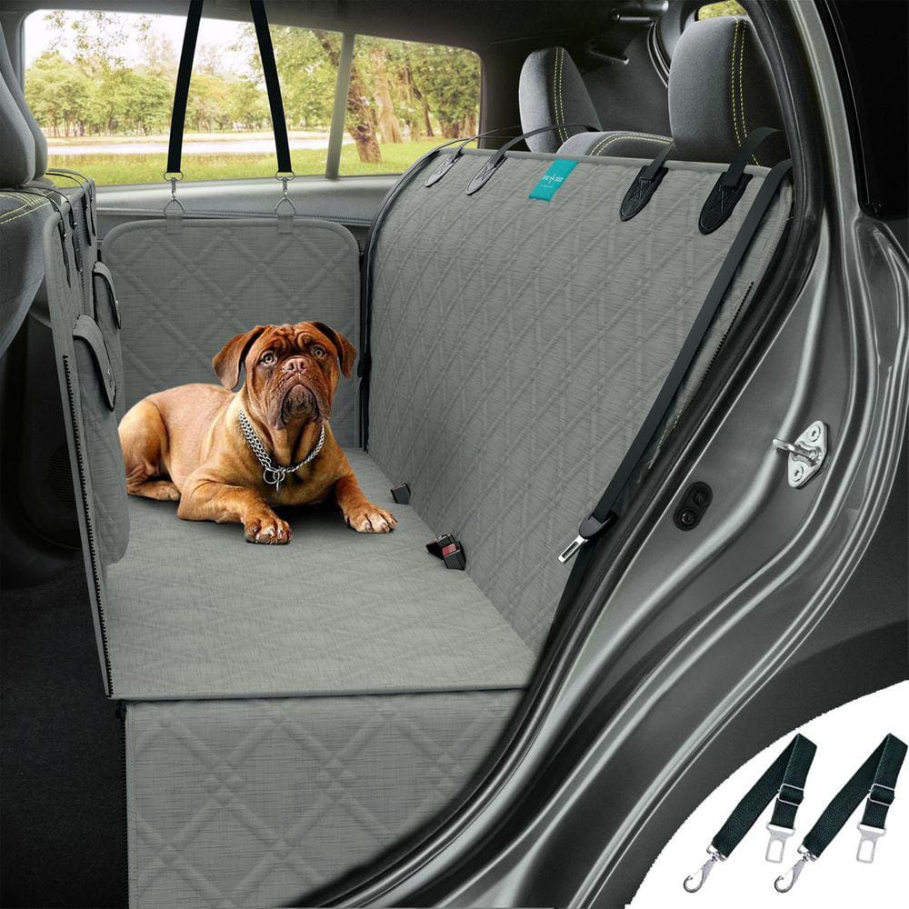 Kit Capa Pet Protetora de Banco Traseiro Impermeavel Premium Cinza + 2 Cinto de Segurança
