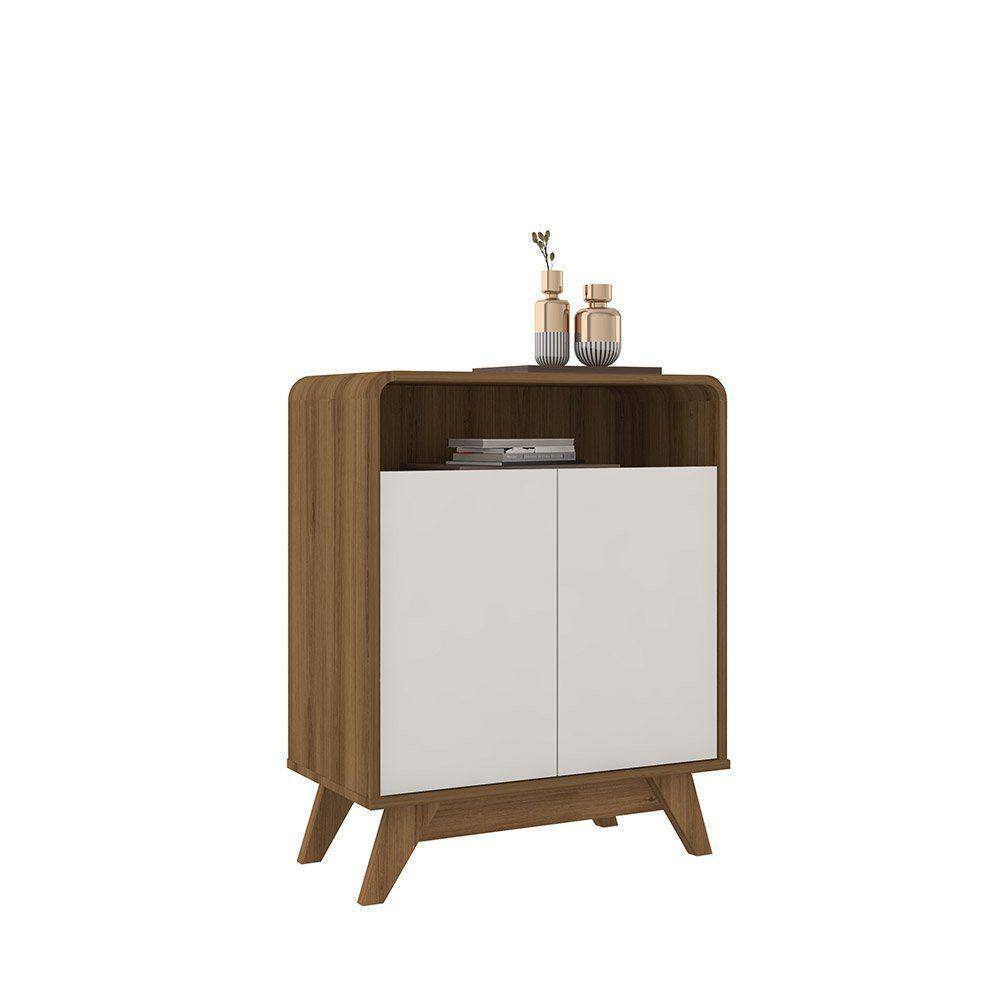 Buffet Aparador com 02 Portas Eccos Nature/Off White - Fabrimóveis