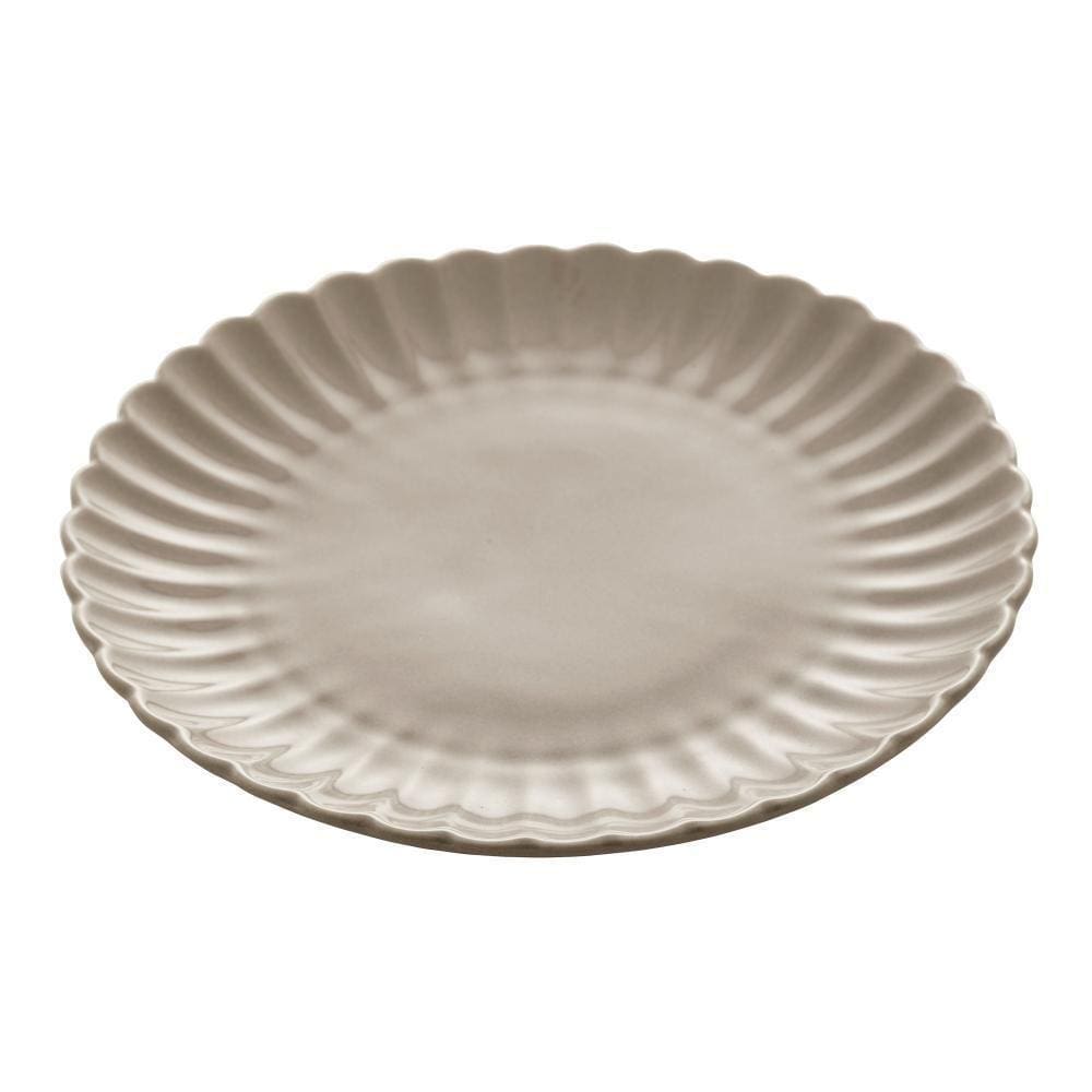 Cj 2 Pratos Sobremesa De Porcelana Pétala Cinza Matt 20Cm