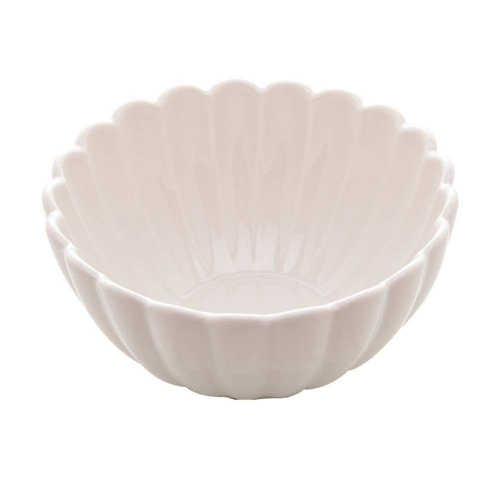 Cj 2 Bowls De Porcelana Pétala Branco Matt 12X6Cm