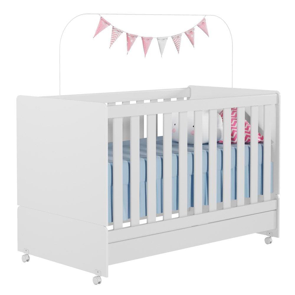 Berço Mini Cama Com Rodízios Encanto Certificado pelo Inmetro Branco - PN Baby