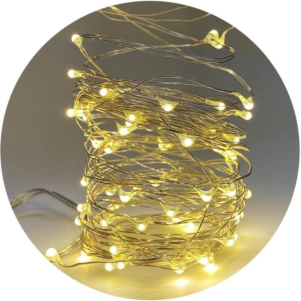 Fio De Fada Cordão Fairy Light 100Led`S Branco Quente 10M