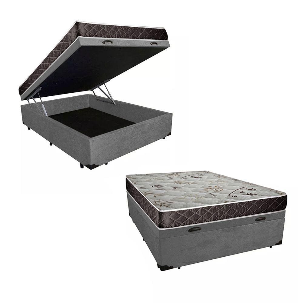Cama Box Baú Casal Colchão Anny Espuma D23 Acolchões + Box Suede 55x138x188