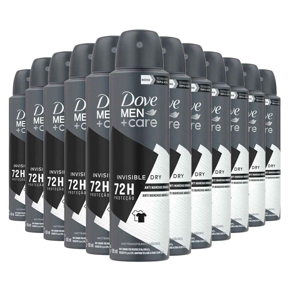 Kit Desodorante Aerosol Dove Men Invisible Dry 89g/150ml - 12 Unidades