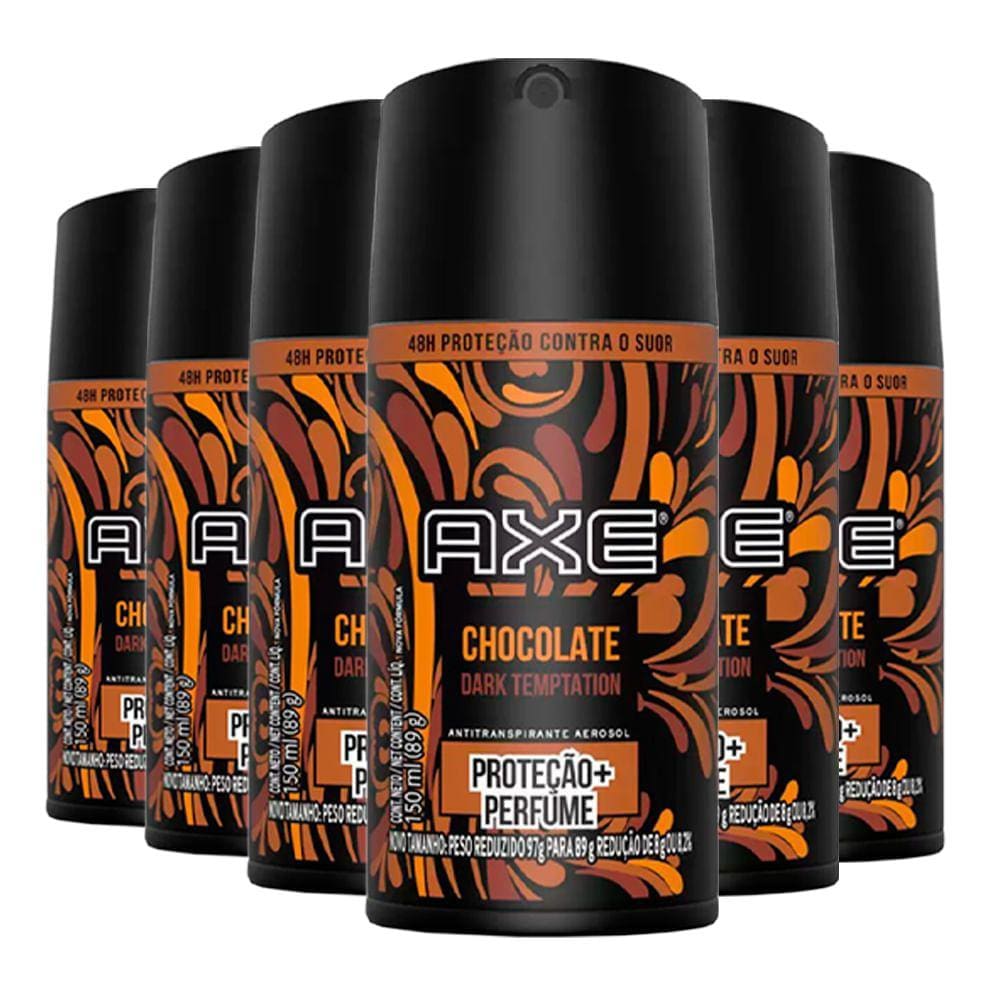 Kit Desodorante Antitranspirante Aerosol Axe Dark Temptation - 6 unidades