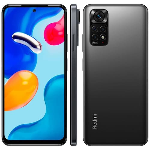 Smartphone Xiaomi Redmi Note 11S Cinza Tela de 6,43", 128GB, 6GB de RAM, Câmera Traseira Quádrupla, Android 11 e Processador Helio G96