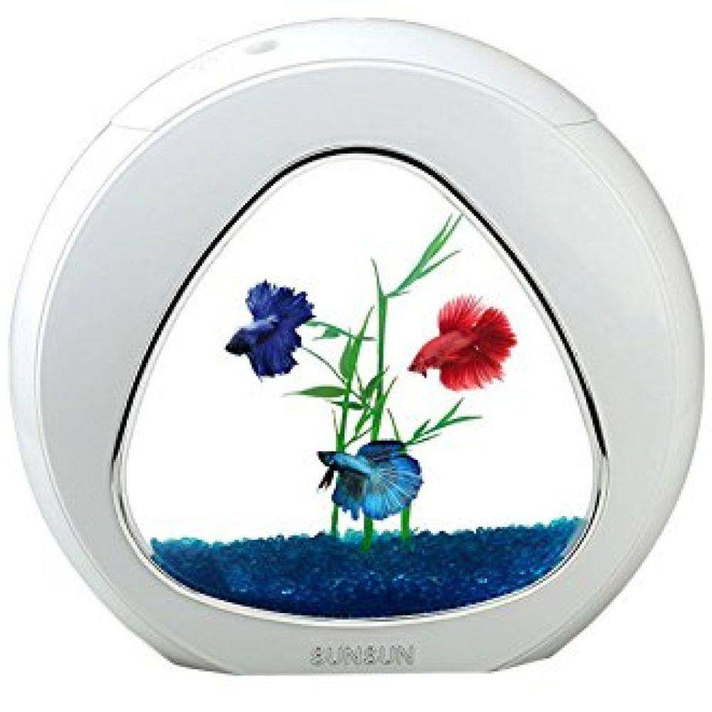 Mini Aquário Sunsun YA-02 Branco Completo 6 Litros