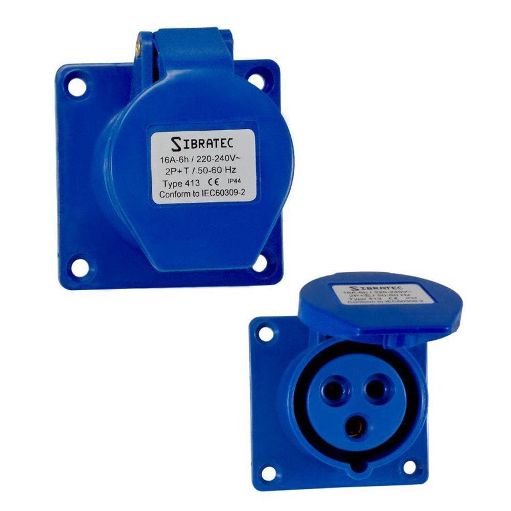 Tomada de Embutir Industrial - 220V Azul 3P+N+T de 9H - 220Vca - 32A Azul