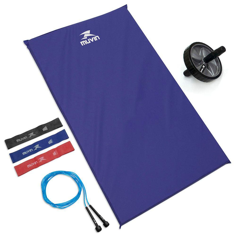Kit Corda + Roda Abdominal + Mini Bands + Colchonete Muvin
