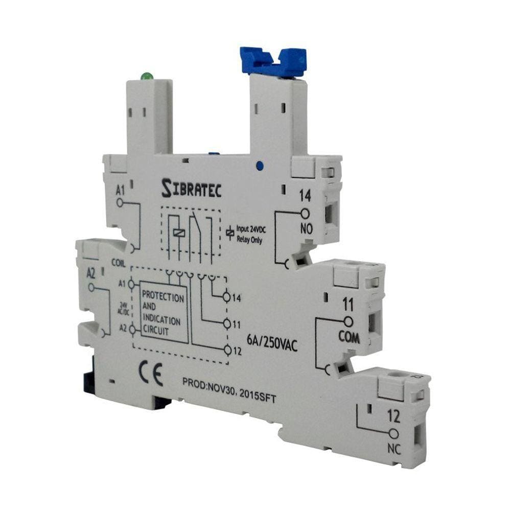 Base para Relé Acoplador Modelo Slim 38.51 (Somente a Base) 12/24Vcc/Vca