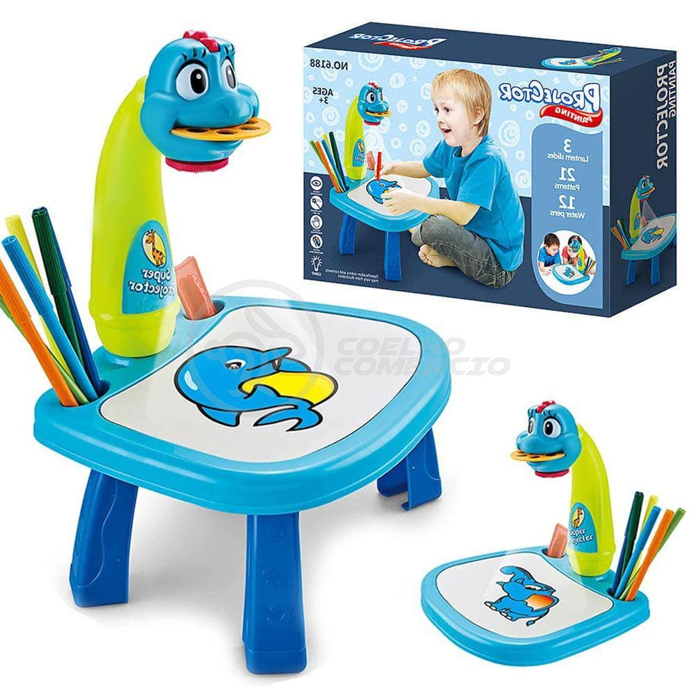 Projetor para Desenho Infantil Mesa Pintura De Projeção Magica Brinquedos Aprendizagem Galinha Azul