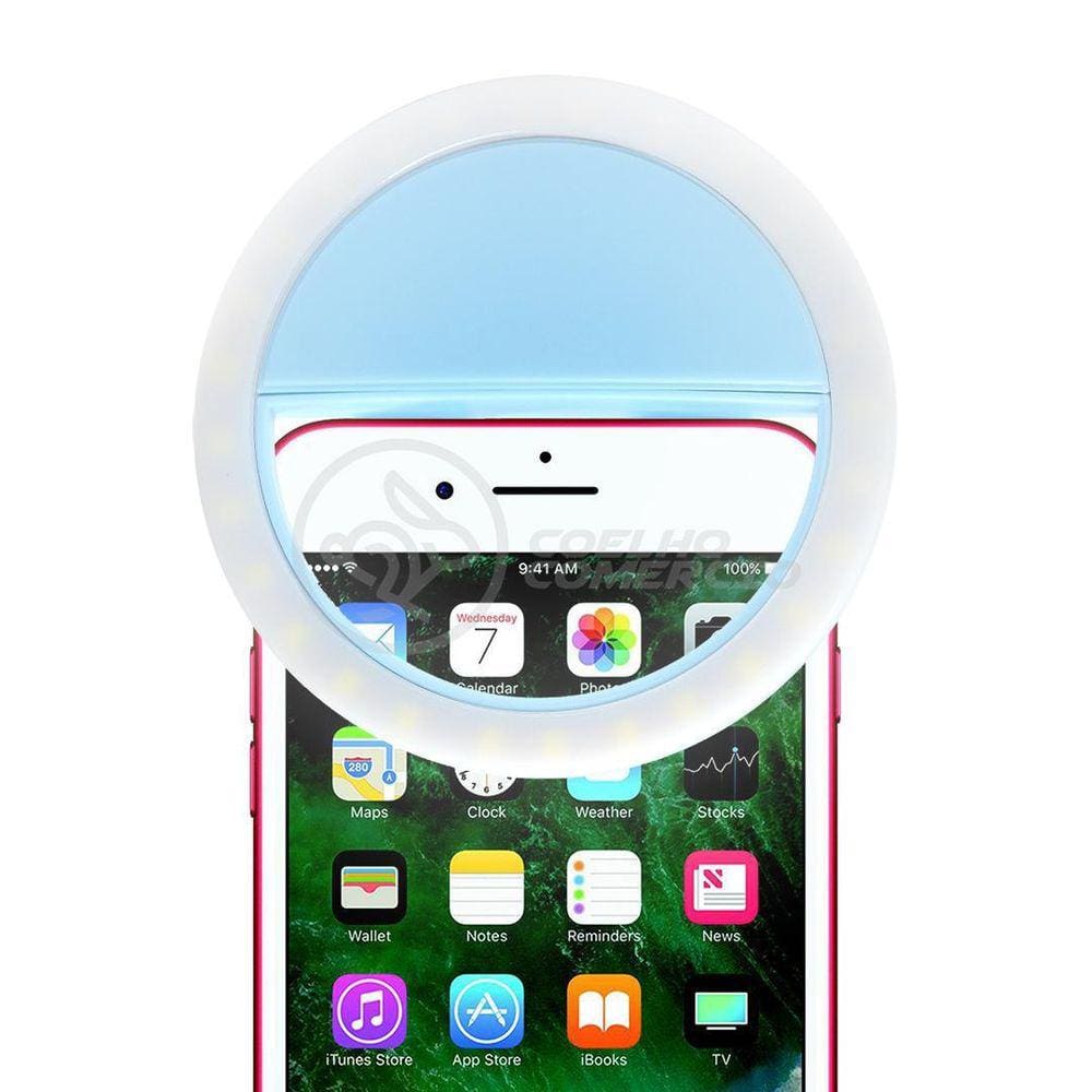 Anel De Led Luz Selfie Mini Ring Light Android E Ios - Azul