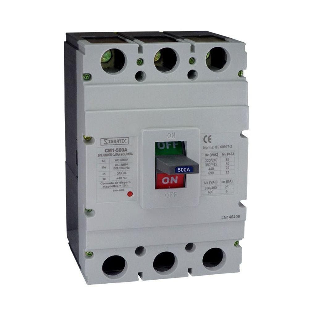 Disjuntor Trifásico Modelo Caixa Moldada CM1 630L de 500A