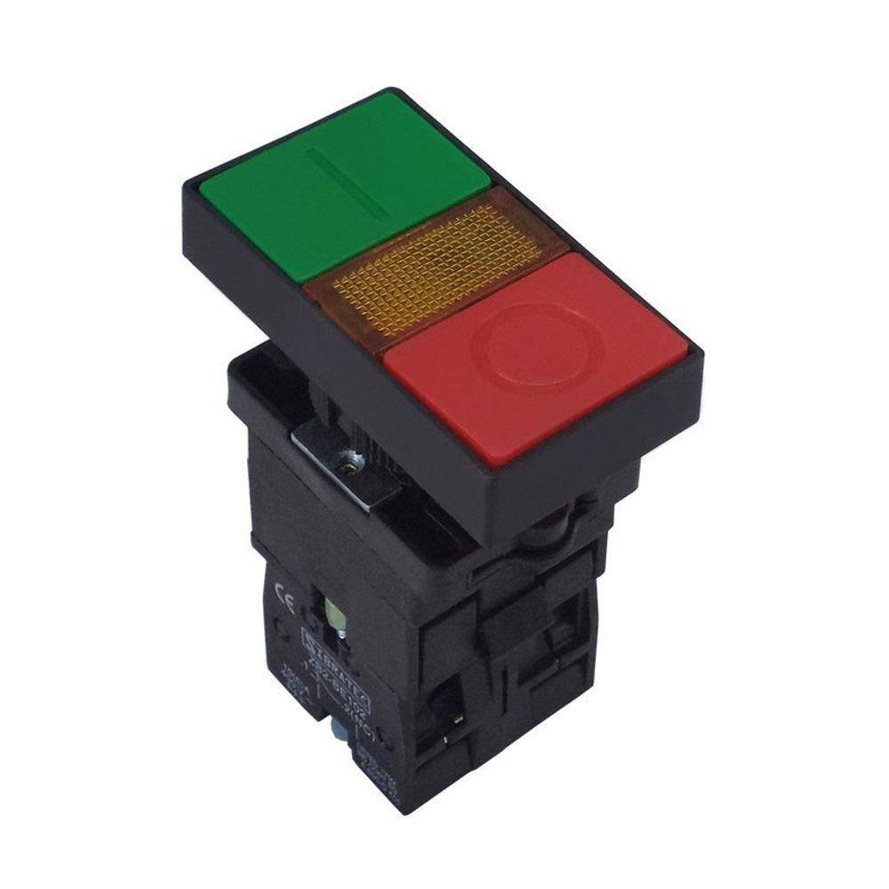 Botão Duplo Liga/Desliga Iluminado Quadrado XB2-EW8375 24V - com 1NA+1NF