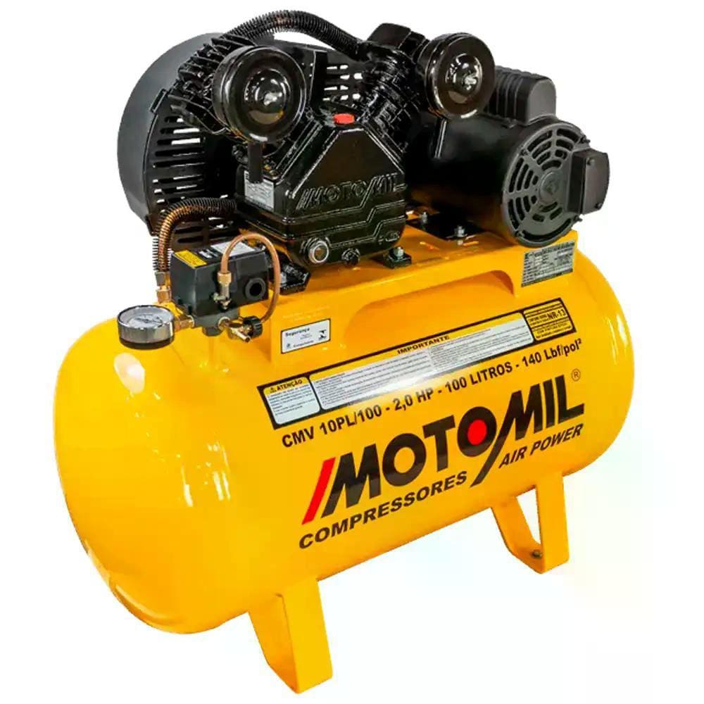 Compressor de Ar 10 Pés 2,0 HP 100 Litros 2 Pistões CMV-10PL|100A Profissional MOTOMIL