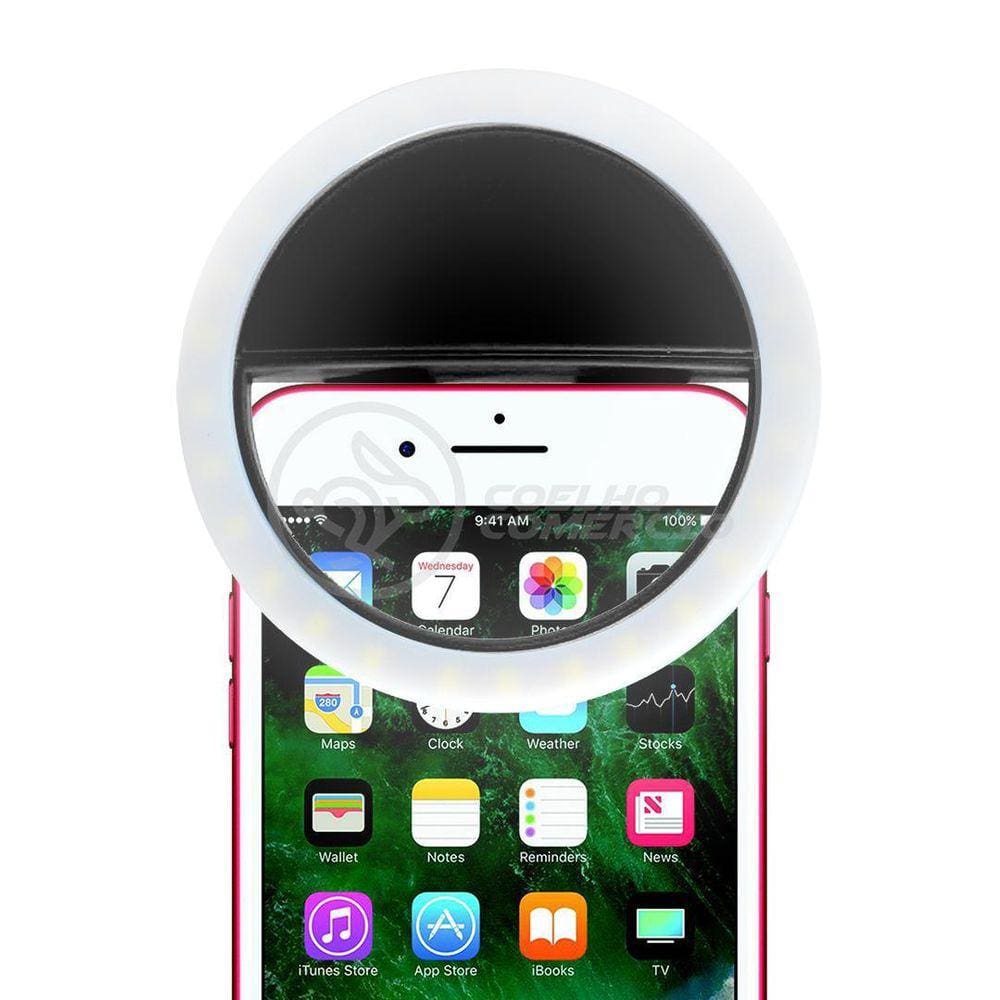 Anel De Led Luz Selfie Mini Ring Light Android E Ios - Preto