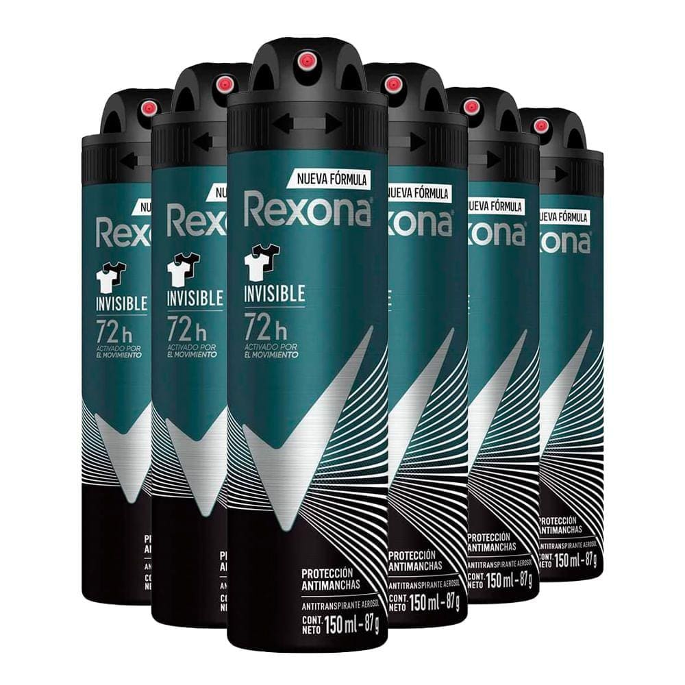 Kit Desodorante Aerosol Rexona Invisible Men 150ml/90g - 6 Unidades