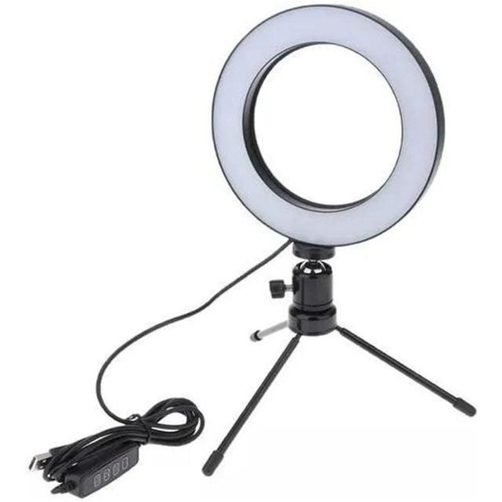 Iluminador Ring Light 16Cm Profissional Com Tripé