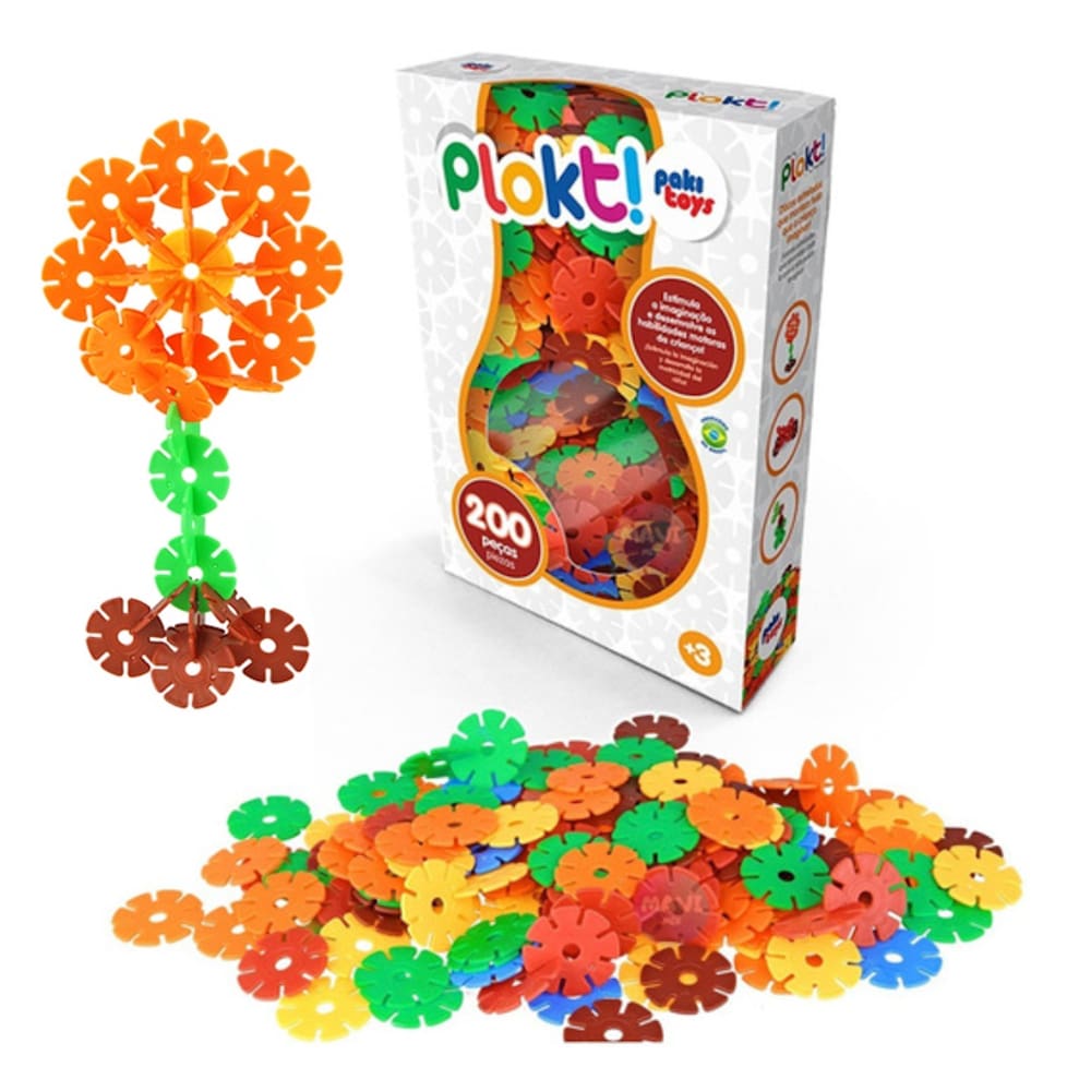 Brinquedo Educativo Estrelas Círculos Blocos De Montar PLOKT 200Pcs