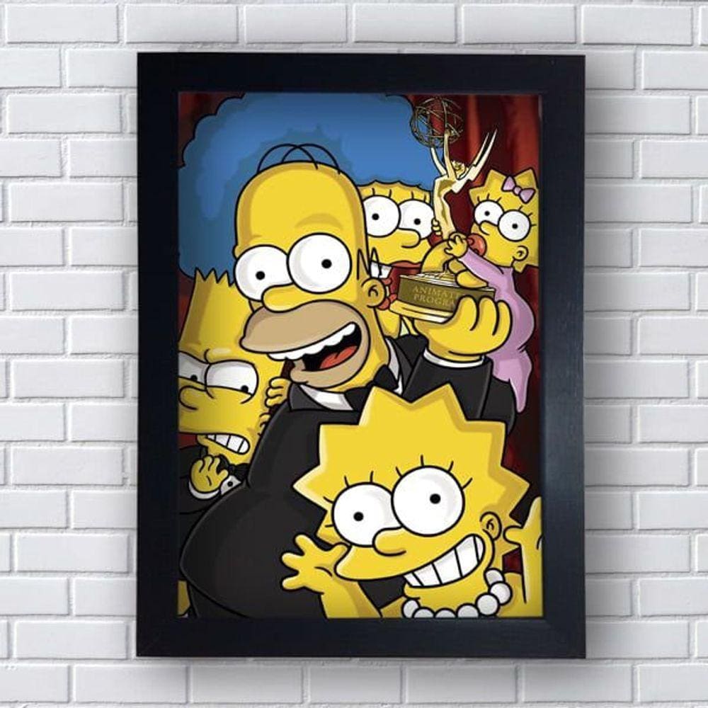 Quadro Decorativo Geek MDF com Moldura - Troféu Simpsons