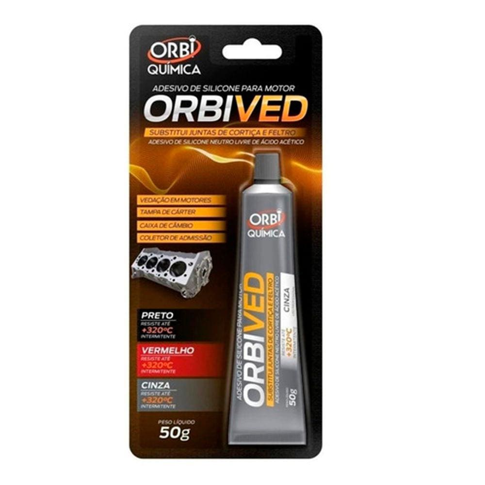 Cola Silicone Alta Temperatura Cinza 50g Orbived