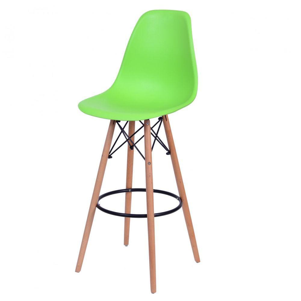 Banqueta Policarbonato Base em Madeira DKR PP OR Design Verde